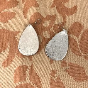 Silver leather drop earrings